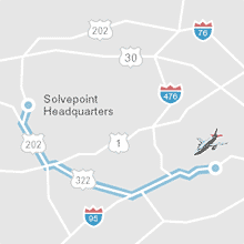 Map to Solvepoint from Philadelphia Airport